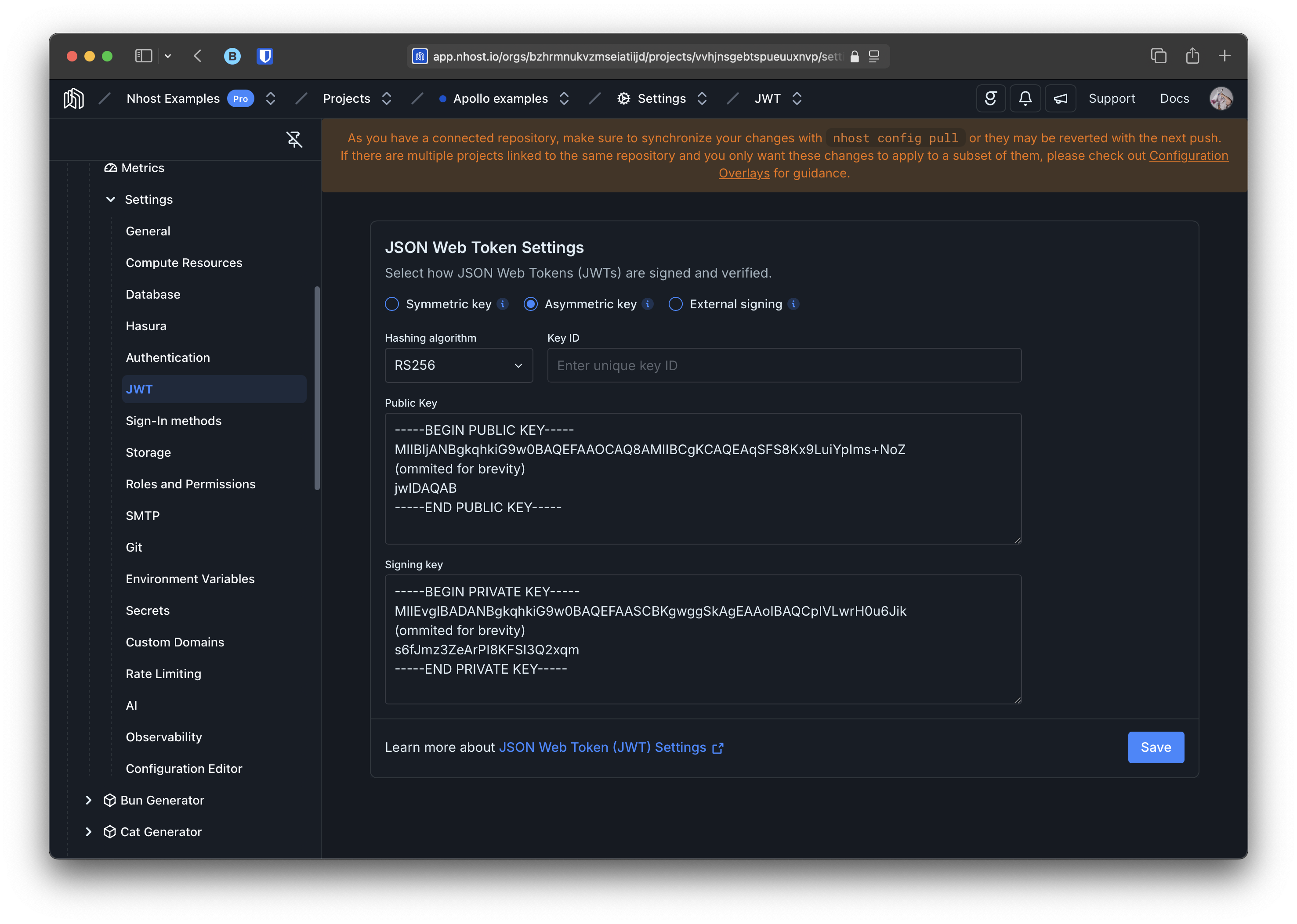 Asymmetric Key Configuration