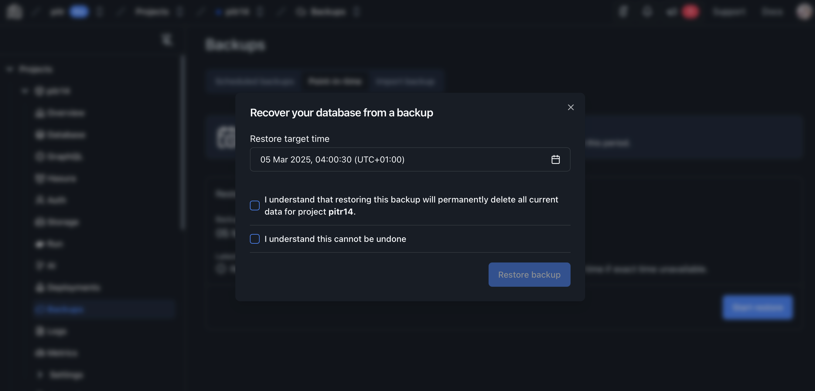 Point-in-Time Recovery