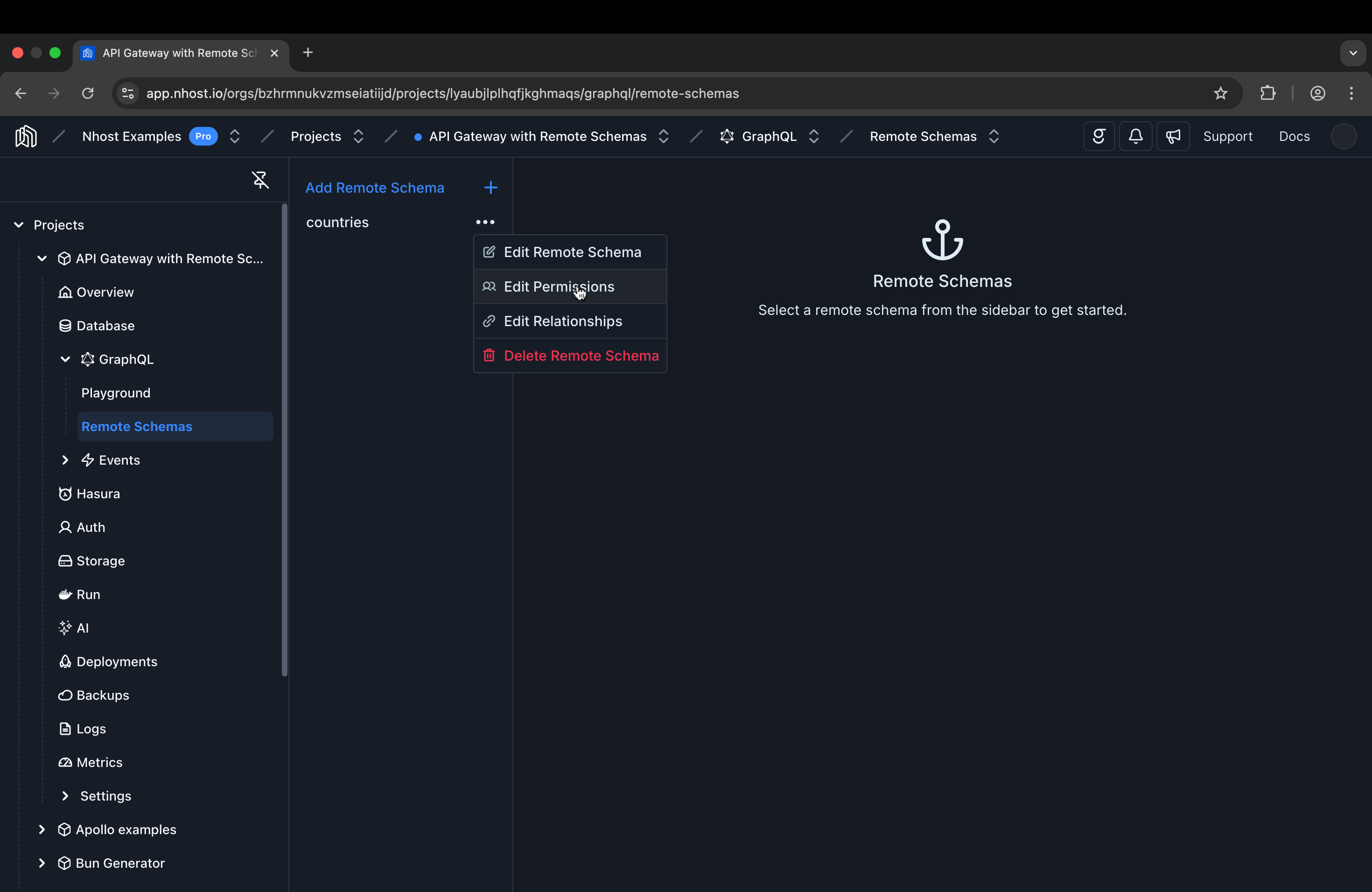 Edit Permissions menu