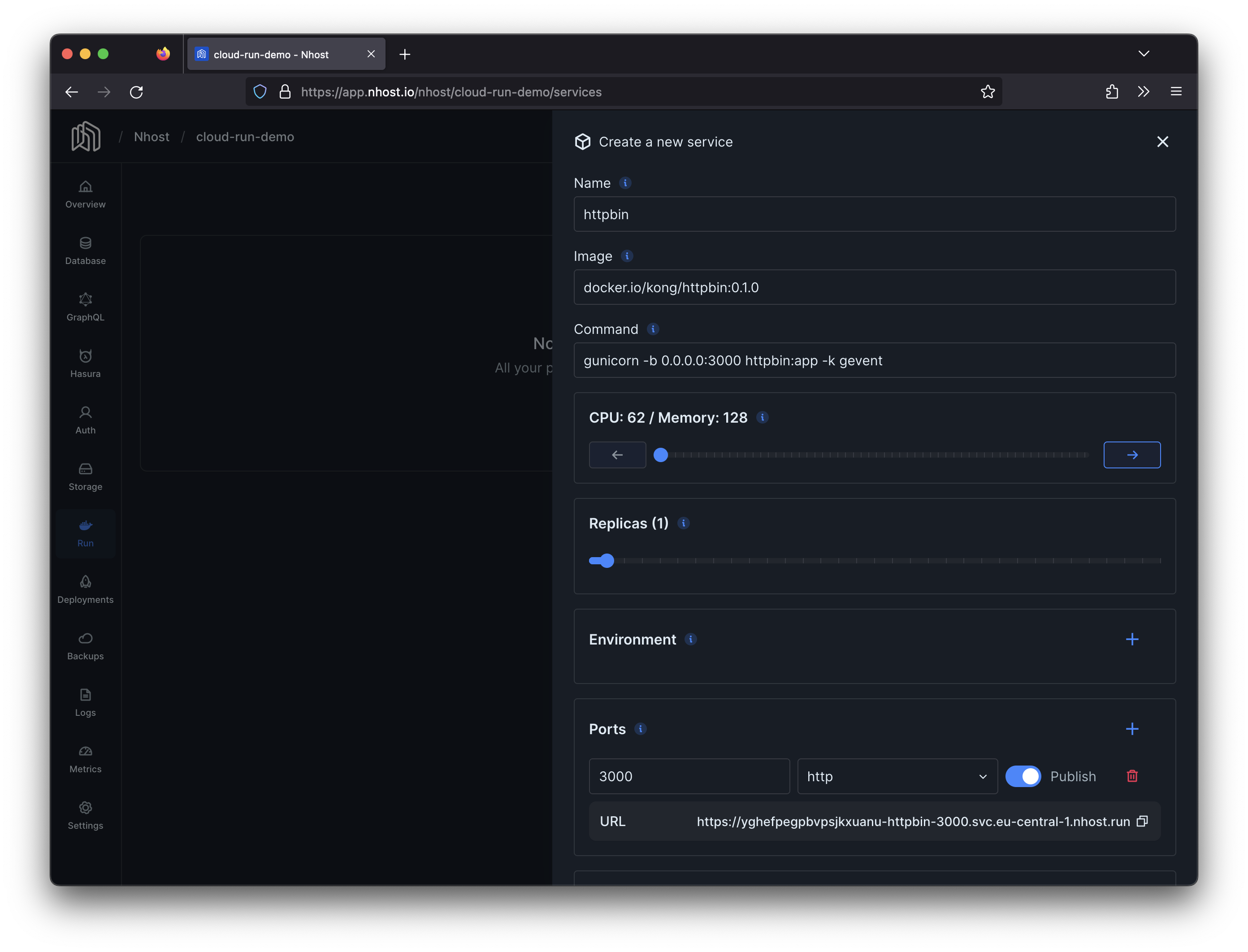 click on New Service